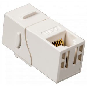 RJ-45 socket coupler, unshielded, 90 degrees, category 6, Keystone form-factor, white